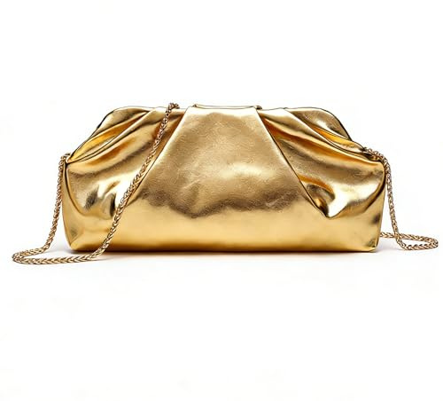 unbholkk Clutch Gold, Envelope Handtasche, Damen Clutch Mit Abnehmbarer Kette, Handtasche Abendtaschen Geeignet FüR Hochzeit, Party, Bankett, Feiertage