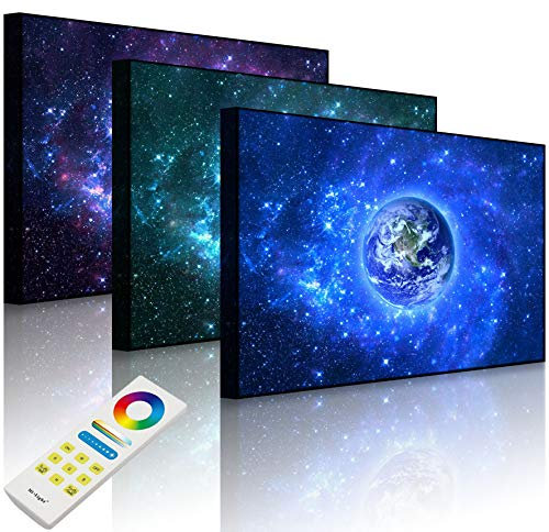 lightbox Multicolor | LED Bild mit Beleuchtung | Planet Erde im Weltraum | 60x40 cm | Front Lighted