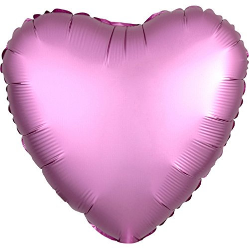 Amscan 3682201 - Standard Folienballon Satin Luxe Flamingo, Herz, Durchmesser 43 cm, Luftballon, Liebe, Heliumballon