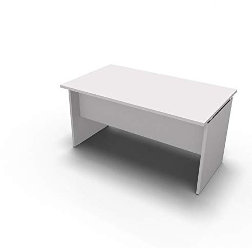 One Living Scrivania da Ufficio Panel Desk Tavolo Porta PC 140 x 80 x 73 CM - Bianco