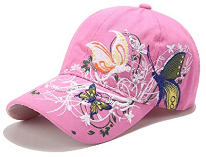 XibeiTrade Casquette de baseball pour femme, motif papillon, fleur, broderie, tendance, réglable, respirant