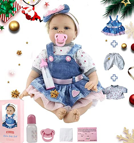 ZIYIUI Realiste 55cm Poupée Reborn Bébé Fille Poupons de Silicone Poupee Reborn Babys Dolls Enfants Cadeaux Jouet 22 Pouce