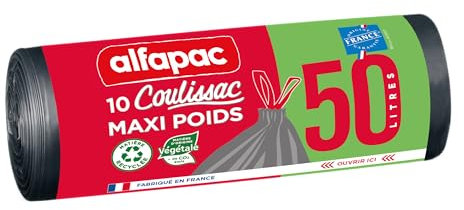 Alfapac Coulissac - Bolsas de basura resistentes de 50 L, 10 unidades (paquete de 1)