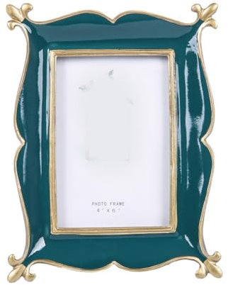 Cozomiz Bilderrahmen Vintage Barock antik Landhausstil Nostalgie Aufsteller Handgefertigtes Harz Portraitrahmen Fotorahmen Fotoaufsteller für die Inneneinrichtung 10x15cm Blau