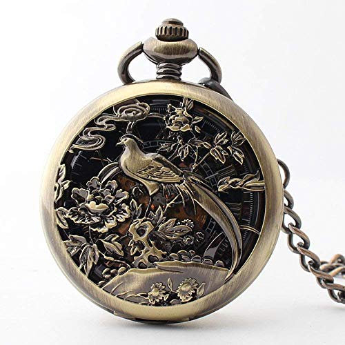 FHKBB Vintage Montre de Poche Phoenix Clamshell Creux Montre mécanique Automatique Verre Miroir Suspendu Mur célébrité Antique Montre Vintage