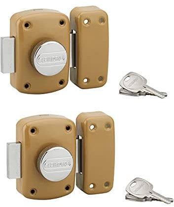 THIRARD - Lot de 2 verrous à bouton 2310 pour porte d'entrée, bronze, 3 clés/verrou