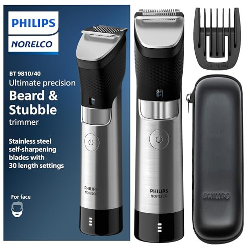 Philips Norelco Serie 9000 - Ultimate Precision Bart- und Haarschneider mit Bartsensor-Technologie für einen gleichmäßigen Trimm, BT9810/40