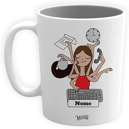 Movoo Design Tazza Segretaria Donna Mug Lavabile in Ceramica Personalizzata con Nome