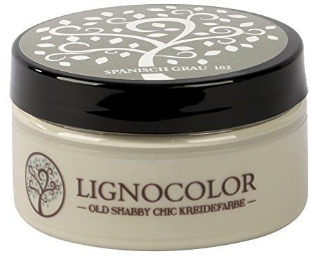 Lignocolor 100ml Kreidefarbe (Spanisch Grau) Shabby Chic Lack Landhaus Stil Vintage Look Chalky finish