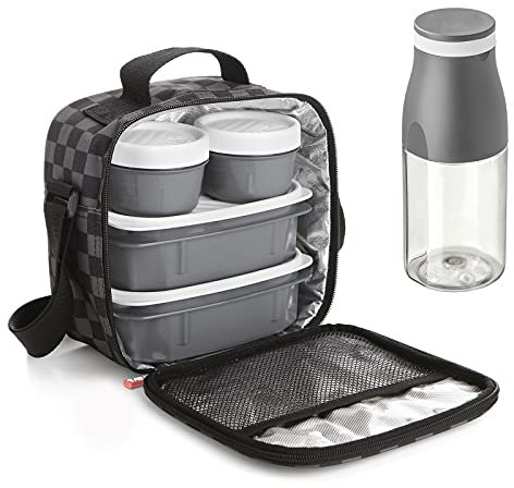 PracticFood Kit Urban Food Casual - Bolsa Térmica Porta Alimentos con Tapers Herméticos (Drink Chess)