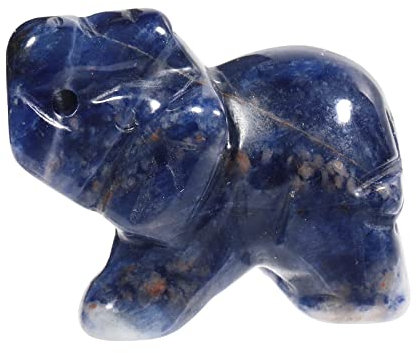 Lovionus89 40mm Handgeschnitzt Kristall Elefant Figuren, Glücklich Tasche Steintierstatue Skulptur Haus Dekoration, Sodalith