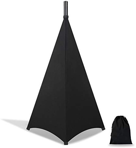 Dofilachy Housse de support pour haut-parleur, trépied, voile, pour projecteurs d'effet d'événement, housse extensible pour trépied de haut-parleur avec sac de voyage gratuit (noir 1 pièce)
