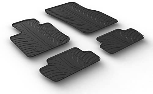 AROBA GL0407 Design Gummi Fußmatten kompatibel mit Mini Cooper 3 Türer F56 ab BJ. 03.2014> erhöhter Rand 4 TLG Farbe Schwarz Gummimatten Automatten passgenau