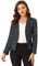 Allegra K Blazer Ouvert Devant Femme imprimé Floral Veste Tailleur cintré à col Revers Grille Bleu foncé XS