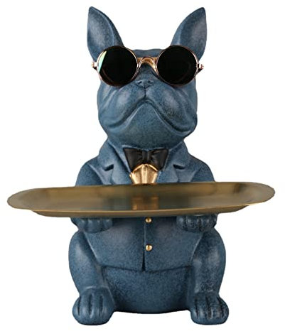 KUAHAI Bulldogge Statue, Hundeskulptur Münze Depot, Multifunktions-Aufbewahrungsfach, Hund Butler Schlüssel Schmuck Süßigkeiten Home Dekoration