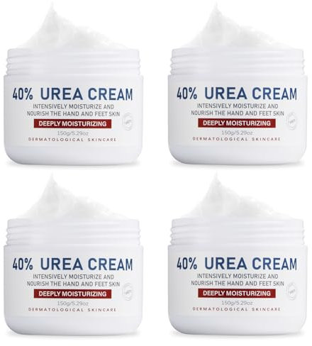 OUKEYA Urea-Creme 40 Prozent für Fuß und Hände, Urea-Fuß, Harnstoffcreme für Trockene, Rissige Füße, Anti Hornhaut, 40 Pro Urea-Lotion für Fersen, Ellenbogen, Maximaler Stärke (150 g (4er-Packung))