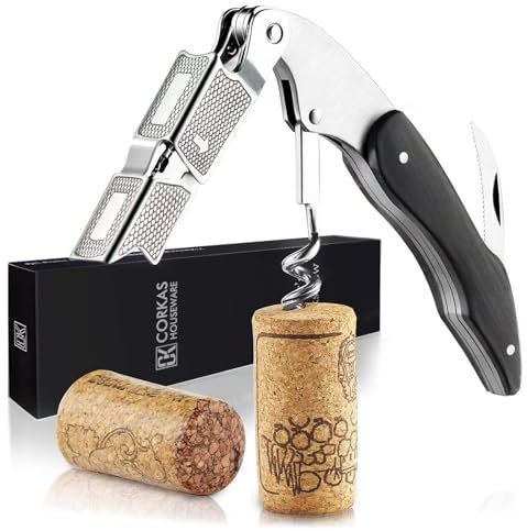 CORKAS Cavatappi Professionali Apribottiglie, Cavatappi da Sommelier, Coltello da sommelier, Cavatappi per Camerieri