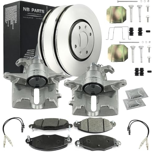 NB PARTS Bremssättel 57mm Bremsbeläge Bremsscheiben vorne passend für Citroën C5 I Break II RC RE