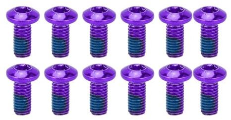 HERCHR Viti del Rotore del Disco in Acciaio, 12 Pezzi Bulloni del Rotore del Freno a Disco Impieghi Gravosi Accessori per Ciclismo per Mountain Bike MTB (Viola)