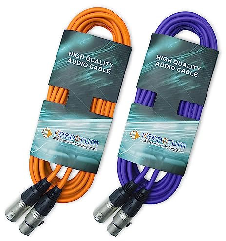 keepdrum mc001xx-10m Microphone Cable 3-Pin XLR 10m Orange Purple Pack of 2