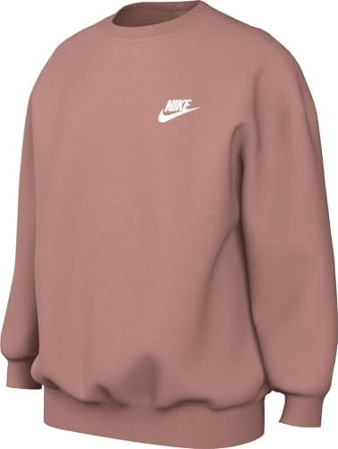 Nike FD2923-618 G NSW Club FLC OVRSZD Crew LBR Sweatshirt Girl's RED Stardust/White Größe M