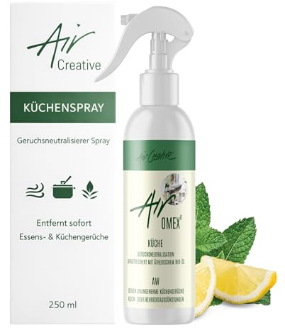 Air Creative® Geruchsneutralisierer Spray KÜCHE, absorbiert Kochgerüche & Essensgerüche blitzschnell, Ätherische BIO Öle Zitrone & Minze, Frischekick für jede Küche