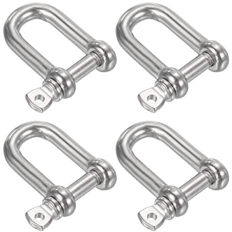 M METERXITY 4Stk Schraube Pin Schäkel Edelstahl D geformte Drahtseile Befestigungsmittel Anwenden Verbindung Kette Drahtseil(M4)