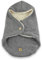Bio- Wollwalk Einschlagdecke in grau für die Babyschale mit Teddyfell Fütterung, perfekt für den Winter, für 3 oder 5 Punkt Gurtsystem