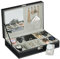 Relaxdays Uhrenbox, 8 Fächer, Uhrenkasten mit Schmuckablage, Lederoptik, Samtbezug, HxBxT: 8 x 30 x 20,5 cm, schwarz
