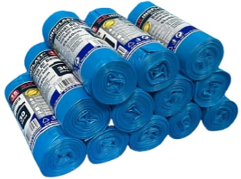 Almericorp Bolsa de basura Azul 55x60 de 30 litros, autocierre, Paquete 15 unidades (10)
