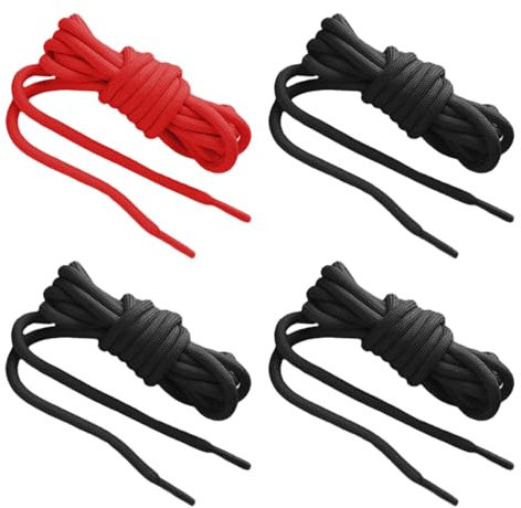 SLEEKEE 4 pares de cordones de senderismo de 120 cm de largo, cordones redondos con 5 mm de diámetro, cordones resistentes al desgarro, adecuados para zapatos de senderismo y zapatos de trabajo,