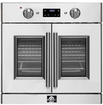 FORNO Asti 30-Inch Electric French Door Stainless Steel Wall Oven - 2470V 3500W 3.68 Cu. Ft. Electric with LED Display Screen and Safety Lock - Wall Oven with Telescopic Racks with Air Fry & Drip Tray