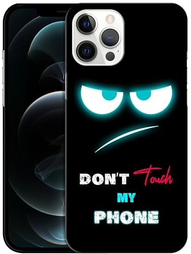 GlamCase for iPhone 12 Pro Max, iPhone 12 Pro Max Case - Don'T Touch My With Teal Eyes Design Printed Slim Fit Cute Plastic Hard Protective Designer Back Case/Cover for iPhone 12 Pro Max.