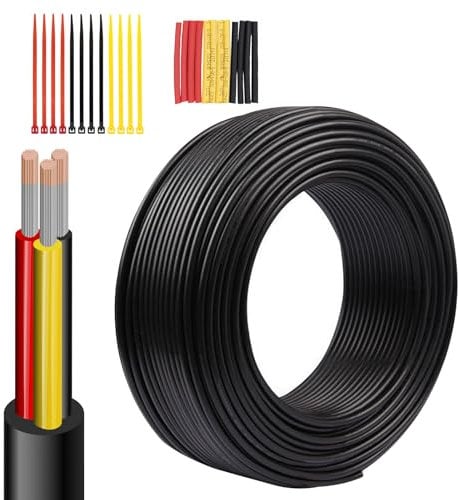 Wirelume 20 AWG 3×0.5mm² Electrical Wire 3 Core Conductor 20 Gauge Extension Cable Stranded Twin and Earth Round Socket 10FT/3.048M Low Voltage Tinned Copper Cable for LED Automotive Marine