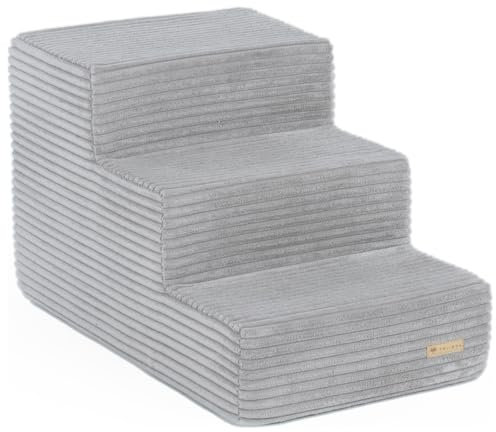 Velinda Escaleras para Perros y Gatos, de Espuma, 3 peldaños, peldaños, adiestramiento (Color: Gris (Pana))