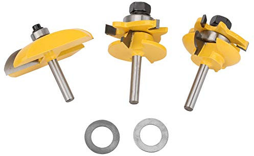 Brilluxa Fräser-Set, 3 Stück, 1/4 Zoll Schaft, Erhöhter Paneelfräser für Schränke, Hartmetall für Hartholz und Weichholz, Fräswerkzeug, Holzbearbeitungsfräser