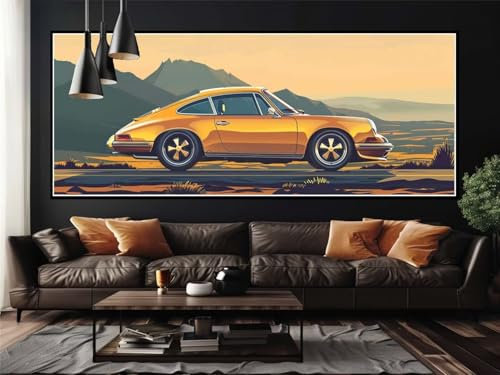 Peinture Numero Adulte Voiture, Montagne Peinture par Numero Adulte Grand Format 150 X 50 cm, DIY Kits de Peinture au Numéro Pigment Acrylique Paint by Numbers Pour Maison Décor, (Sans Cadre)-YH651