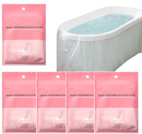 5Pcs Individually Wrapped Disposable Bathtub Cover,Portable Bathtub Cover Liner, Large Bathtub Liner Plastic Bag Hotel Bathtub Liners for Salon, Household and Hotel Bath Tubs