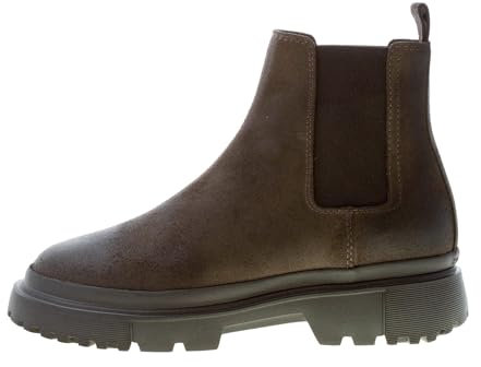 Hogan Uomo H629 Stivaletto Chelsea Boot in Crosta ingrassata Grigio. Suola Gomma Color Grigio Size 43 EU (UK 9)
