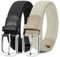 MATLAB 2er-Pack Stretchgürtel für Damen & Herren – Elastische Flechtgürtel aus Stoff, Verstellbar & Dehnbar, 3,3 cm breit, Schwarz & Beige, Länge 110 cm