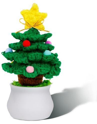 Pianta in vaso per albero di Natale all'uncinetto (verde scuro)