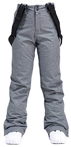 SAUTRV Damen-Skihose: warme Winterhose für Damen, wasserdichte Skihose mit Knopf, Thermo-Schneehose, Thermo-Fleece-gefüttert, warme Softshell-Wanderhose, grau, 50