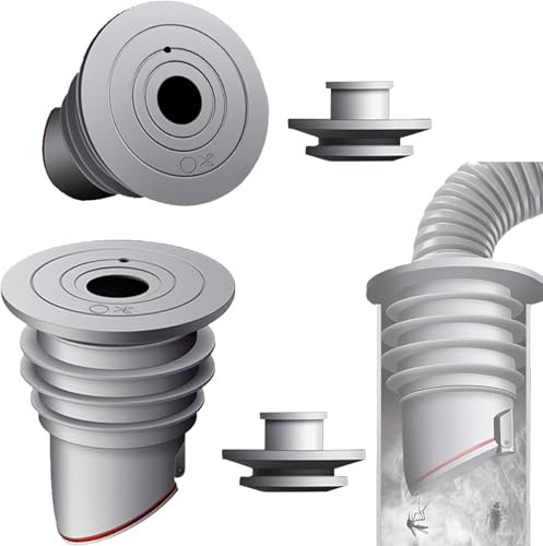 2 Stück Waschmaschinen-Rohrdichtung,Grau Waschmaschine Abfluss Adapter,35-45mm Waschmaschinen-Ablaufschlauchdichtung Dichtung Abflussrohrdichtung Schlauch,mit Verschlusskappe für Zuhause, Küche,Bad