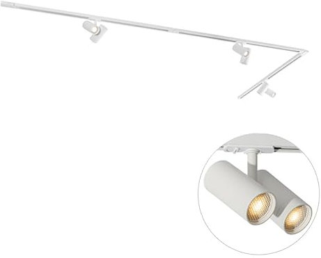 QAZQA - Modern Modernes Schienensystem Komplettset I Spotlight I Deckenspot I Deckenstrahler I Strahler mit 3 Spot I Spotlight I Deckenspot I Deckenstrahler I Strahler I Lampe I Leuchten Weiß 1-phasig