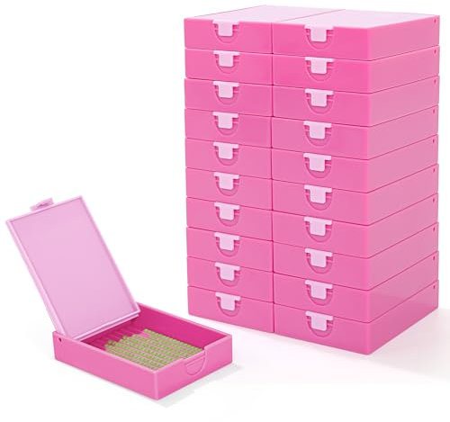20pcs Cateared Trabricks, 2-in-1 Stackable Diamond Art Trays with Lids, Diamond Art Storage Box, Diamond Painting Trays for Confetti Painting, Box Package (Dark Pink, Tiny)