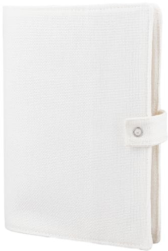 craspire Weiße A5 Buchhülle Aus Baumwollgewebe Tagebuch Und Notizbuchhüllen Mit Druckknöpfen Waschbar Wiederverwendbar Schutztuch Für Notizbuch Für Erwachsene Scrapbooking DIY Basteln Für Gebundene