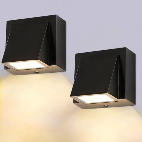Gouzloyed LED Wandleuchte Innen/Außen,6W Außenleuchte Wandlampe,IP65 wasserdichte Außenwandleuchte Warmweiß Wandbeleuchtung,Modern Up Down Dekorative Wandlichter für Garten,Balkon (UP-2stücke)