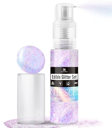 Irisierend Essbarer Glitzer - 22g Essbarer Glitzerstaub Glitzerpulver in Sprühflasche für Lebensmittel, Getränke, Kuchen- Metallisch Lebensmittelfarbe Pulver zum Dekorieren Torten, Süßigkeiten