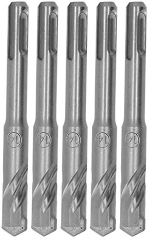 5Pcs Rotary Hammer Drill Bit Cemented Carbide Tip Spiral 2 Flutes Impact Drill Bit for Brick Stone 110mm (14mm)