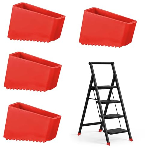Patin Escabeau Universel, 4 Pièces Embout Pied Escabeau pour Sécurité et Stabilité, Patin Echelle de Remplacement Protection De Sol pour Échelles et Escabeaux